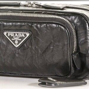 PRADA Nappa Antique Multi-Pocket Shoulder Bag Black